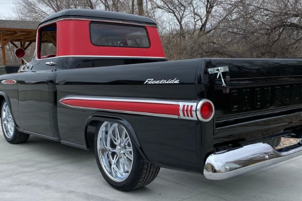 1958-1959 Chevrolet Apache Fleetside pickup truck with classic side trim