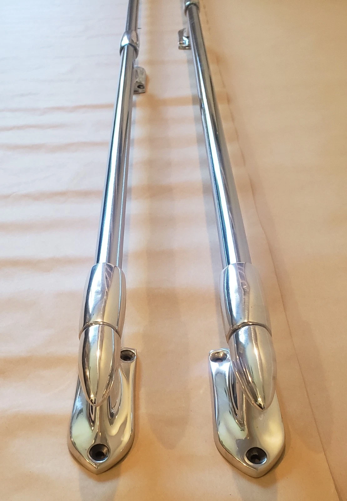 1958-1966 Chevy GMC 65 Inch Chrome Bed Rails Close View