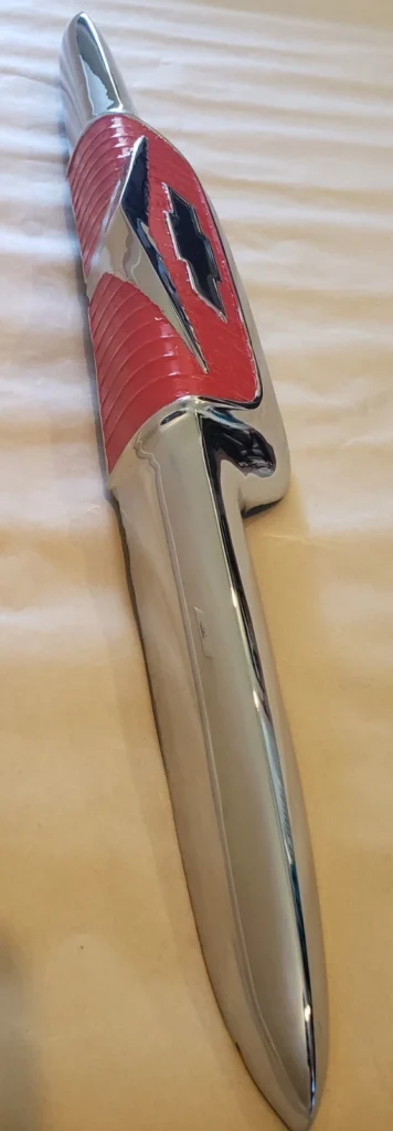 1956-1957 Chevy truck original V8 hood emblem restored and rechromed
