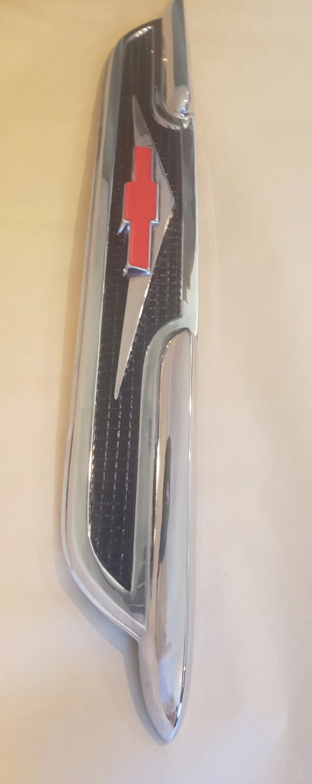Original 1959 Chevrolet V8 Hood Emblem Side View