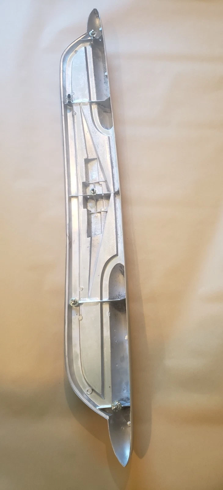 Original 1959 Chevrolet V8 Hood Emblem Rear Mounting View