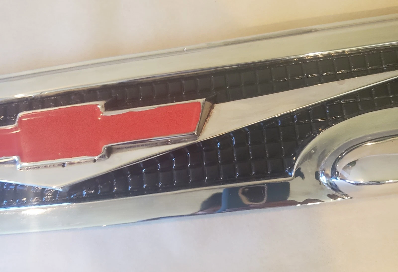 Original 1959 Chevrolet V8 Hood Emblem Bowtie and Chrome Detail