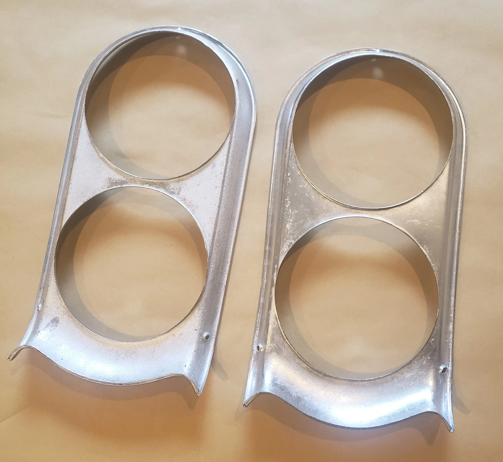 1960-1966 GMC truck original headlight grille bezels back view