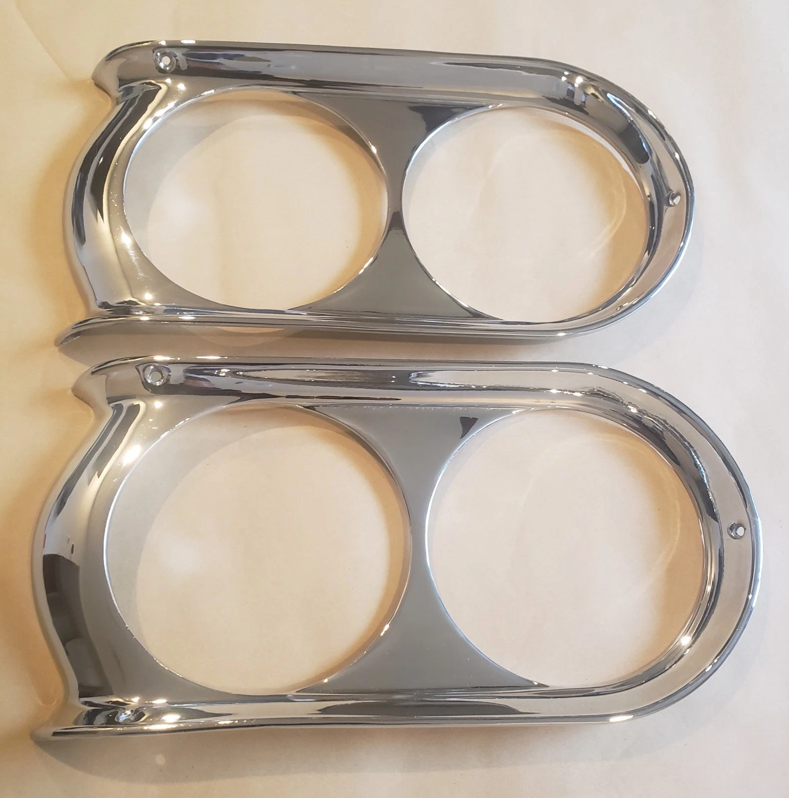 Original 1960-1966 GMC headlight grille bezel pair chrome finish