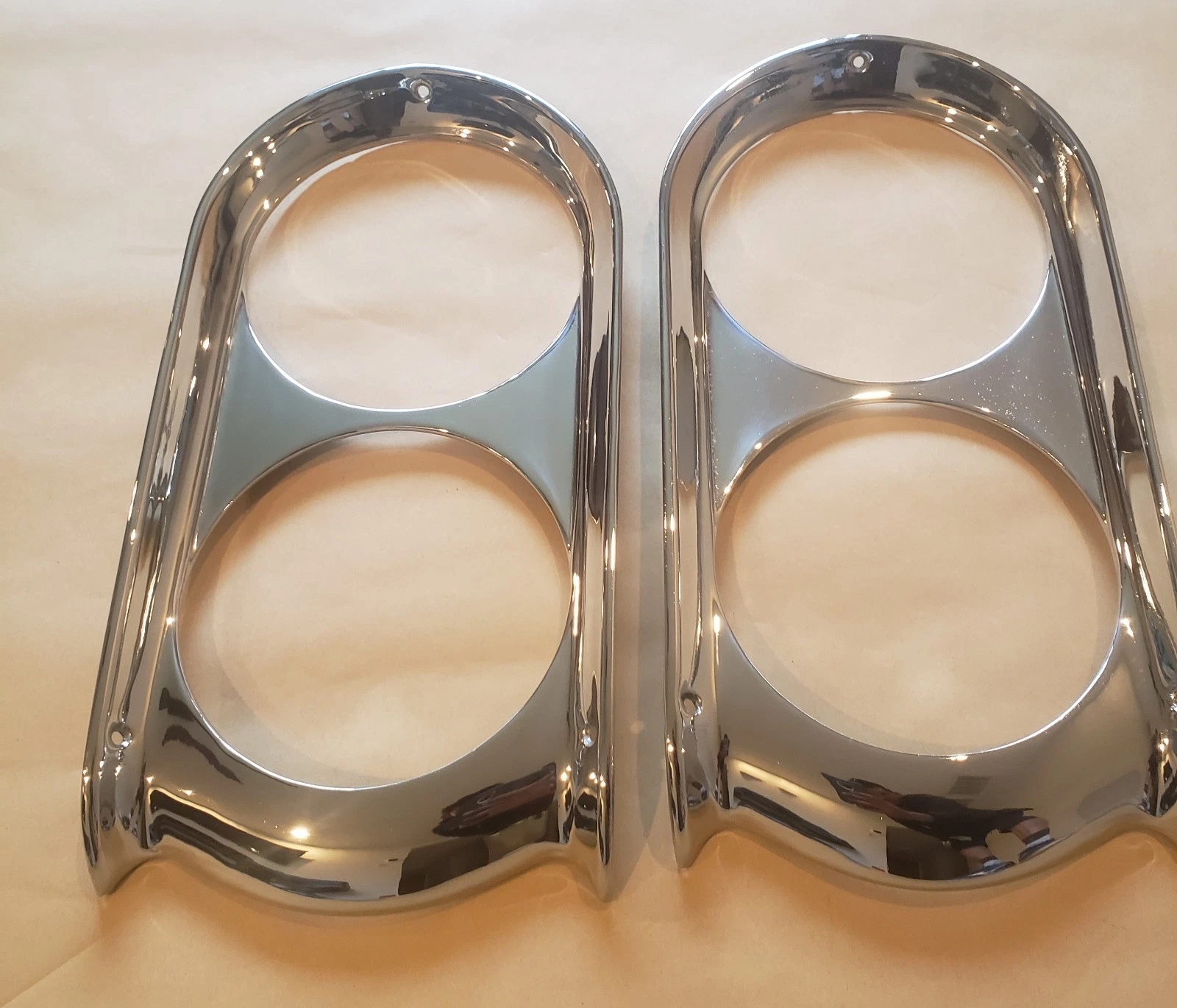 1960-1966 GMC truck Suburban restored headlight grille bezels pair