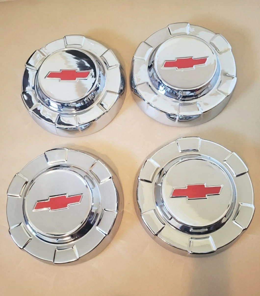 1961-1963 Chevy C10 original restored hubcaps set of 4 front view
